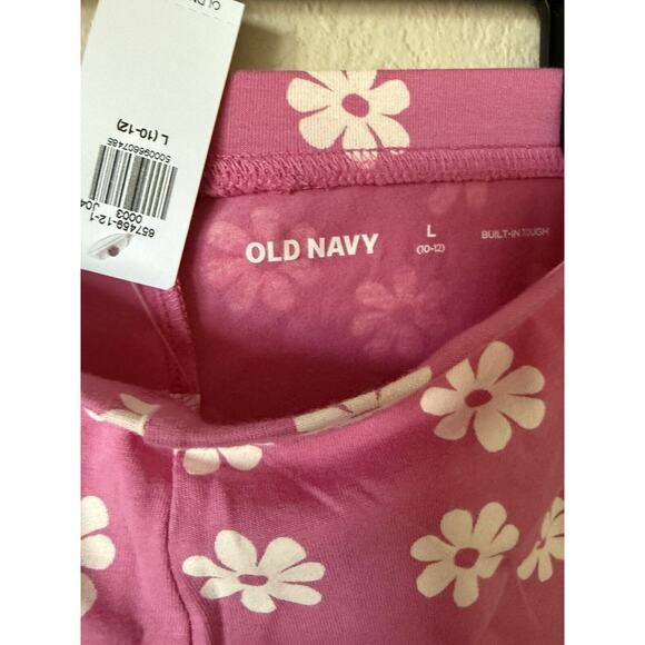 Old Navy Pink Daisy Elastic Waist Full Length Flare Leggings Size L 10/12 - Picture 6 of 6